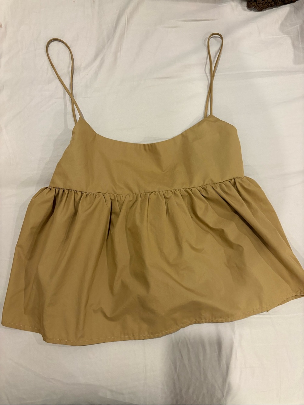 En Saison Tan Spaghetti Strap Peplum Camisole